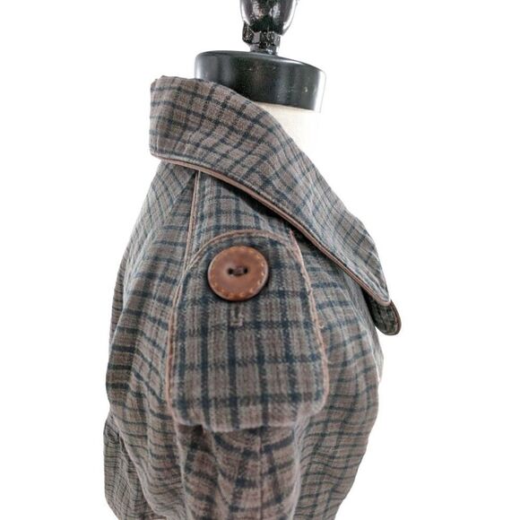 Shyde Women's Cotton Blend Large Collar Plaid Peplum Coat Size Medium - Picture 2 of 16